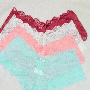 Pack 4 Panties Floral Lace Size L Sexy Hipster Multicolor New